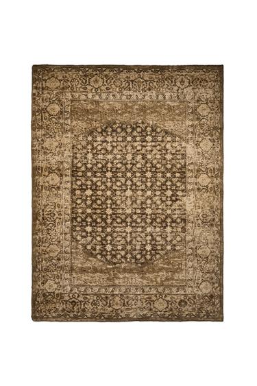 TAPIS LAINE MOSAÏQUE - Kaki de Zara