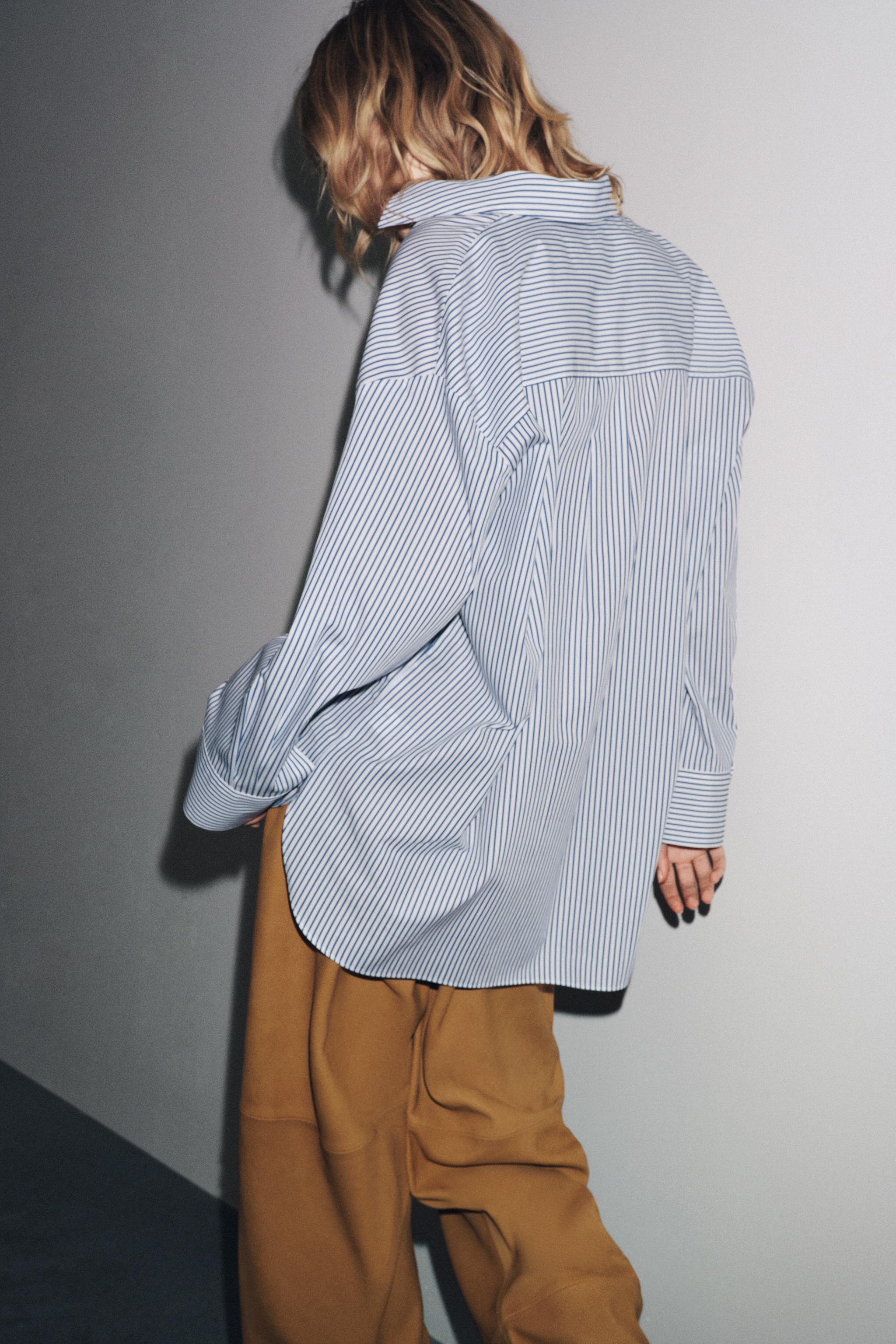 ZW COLLECTION STRIPED POPLIN SHIRT - White / Navy | ZARA United States