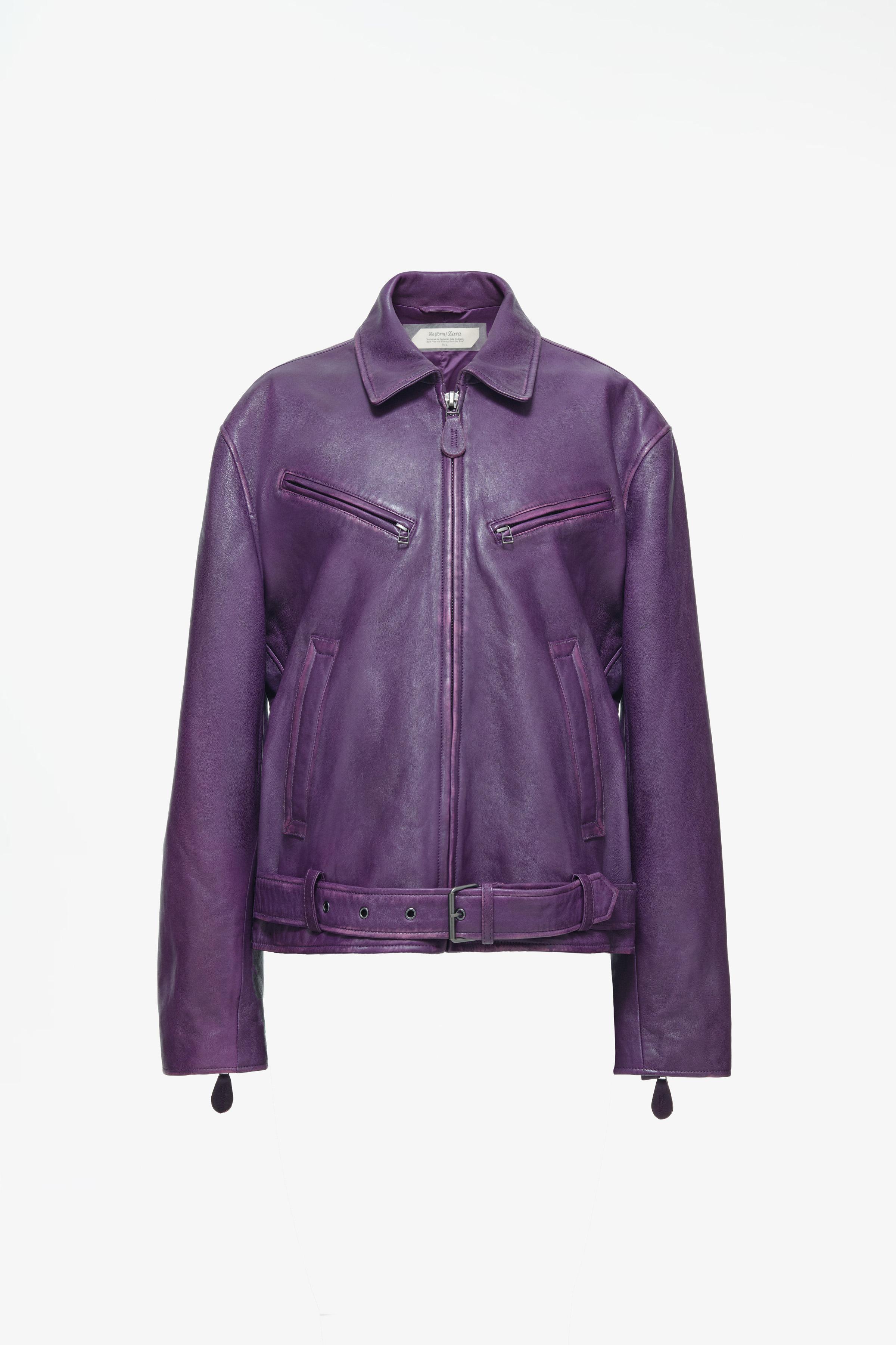 LIMITED EDITION LEATHER BIKER JACKET - Light blue | ZARA United States