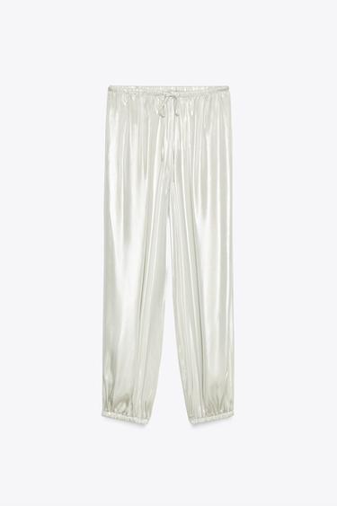 Zara FOIL PANTS - Silver