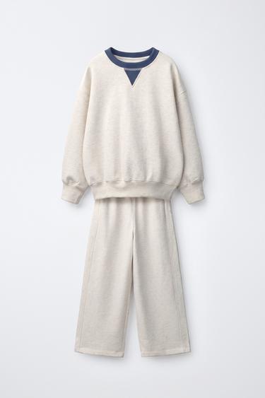 KIROL-JERTSE ETA ZANGO-ZABAL GALTZA KONJUNTOA COLOR BLOCK - Perla gris kolorea, Zara-rena