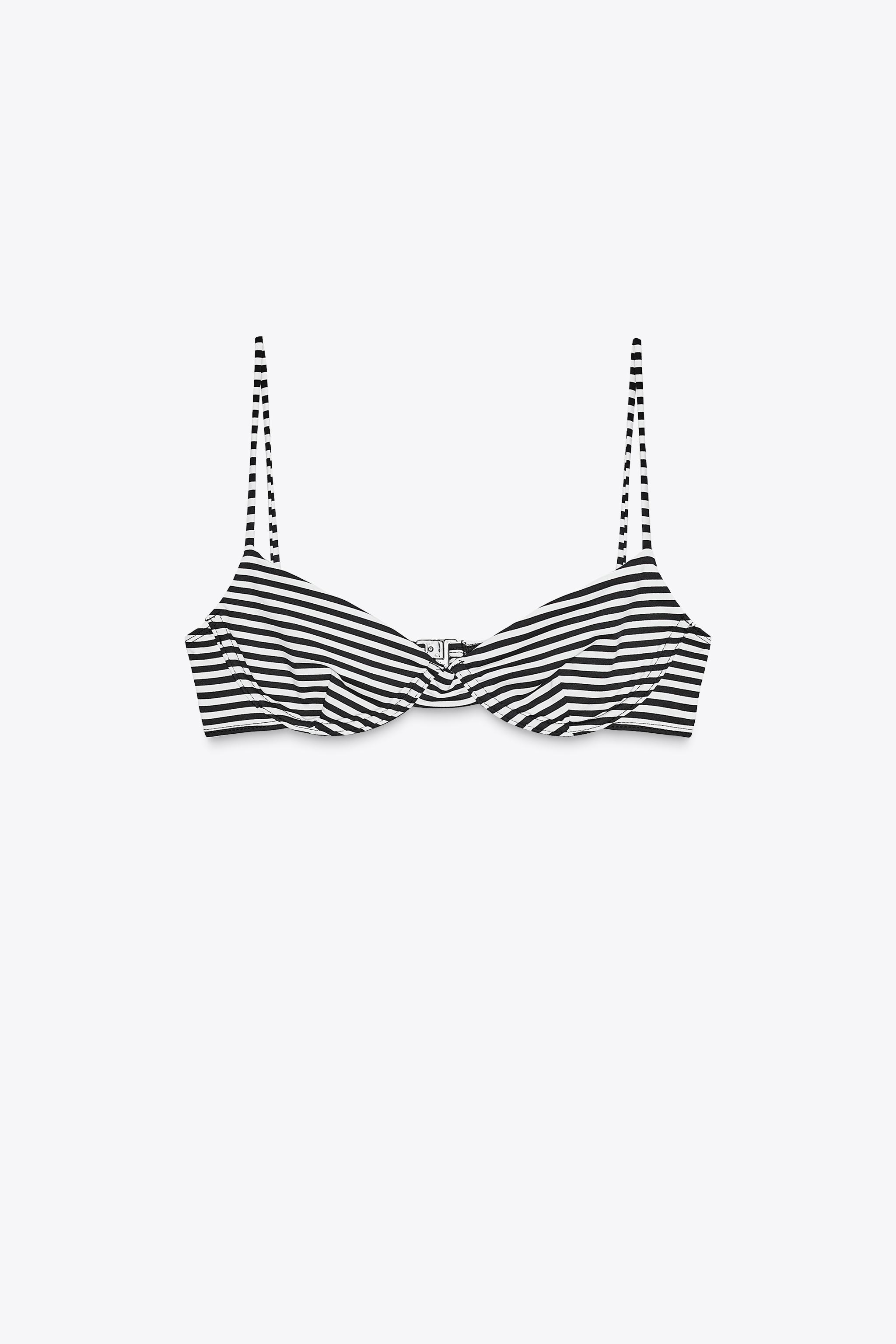 ZARA ストライプ柄ワイヤー入りビキニトップ 2856/223 ストライプ柄ワイヤー入りビキニトップ - エクリュ/ブラック