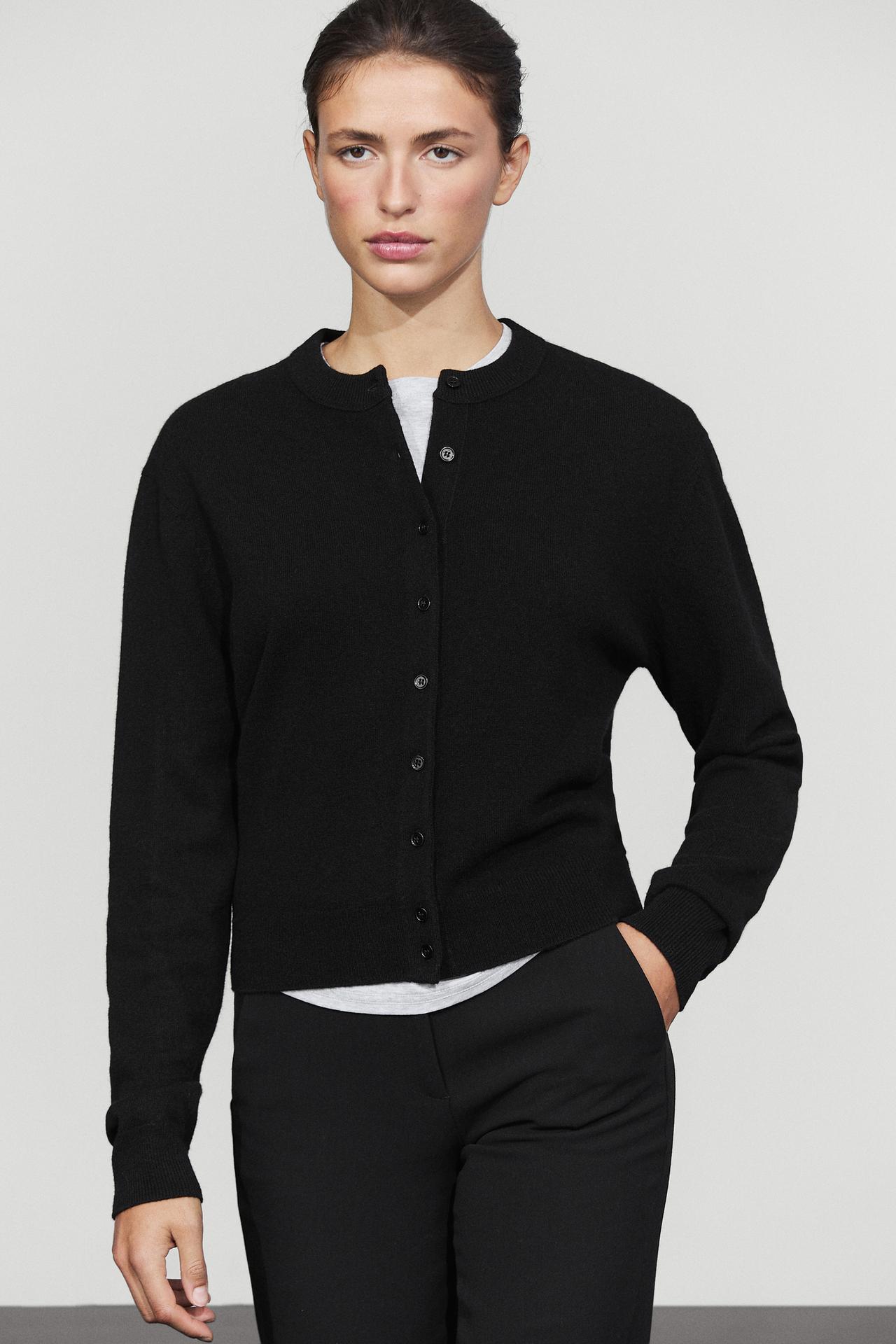 Knit cardigan with button detail — Black