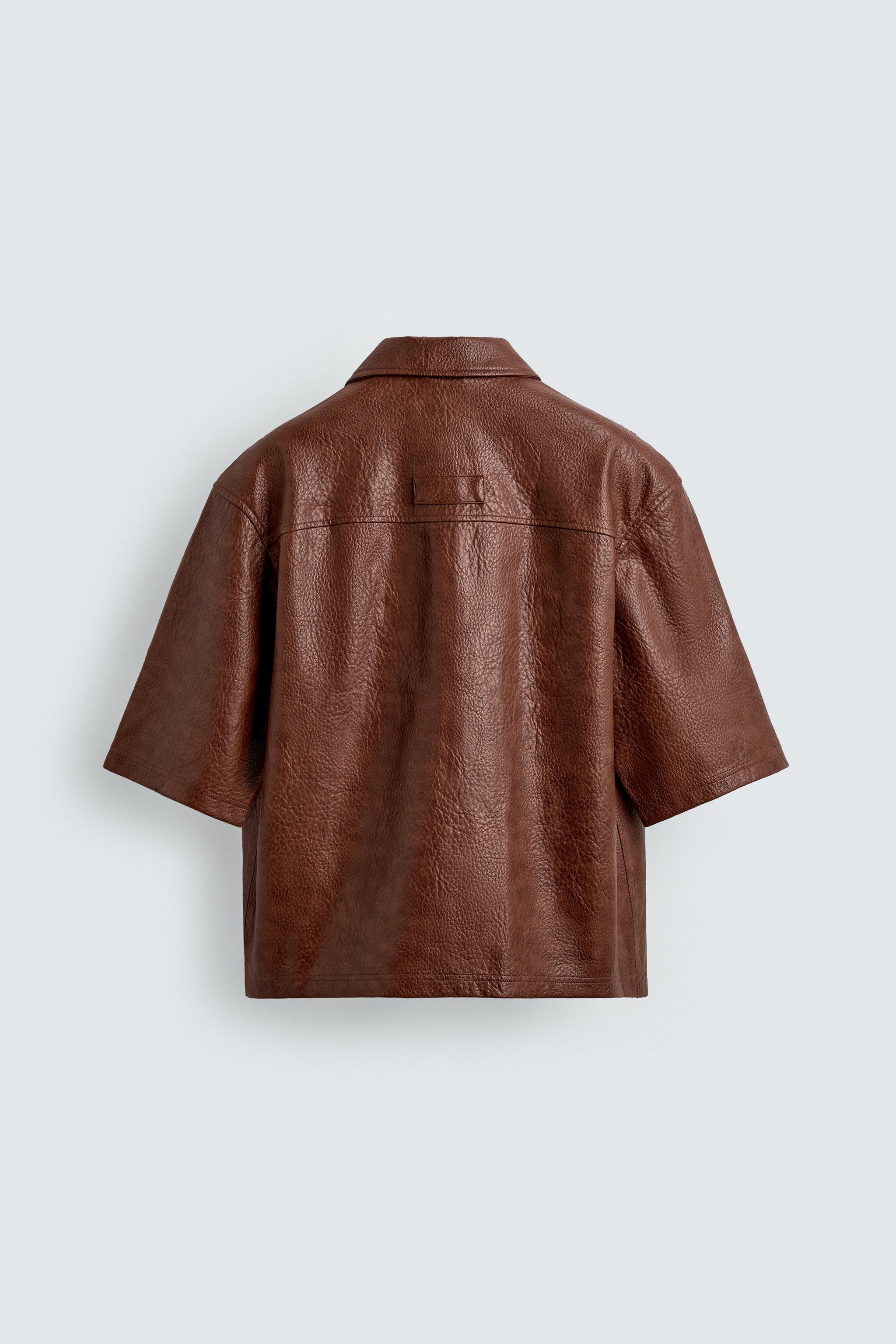 FAUX LEATHER RELAXED FIT OVERSHIRT