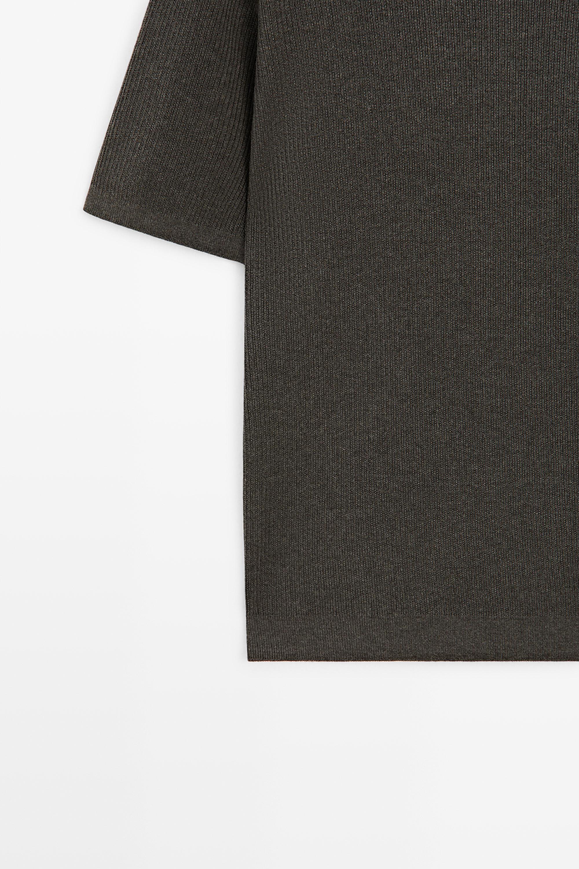 Short sleeve knit cotton blend sweater