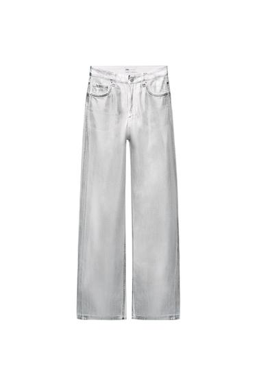 JEANS TRF TIRO ALTO METALIZADO