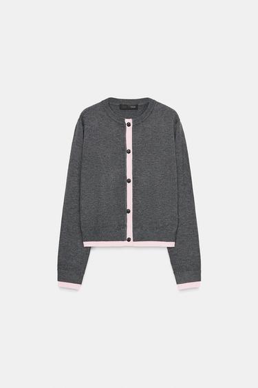 CASACO COMBINADO DE MALHA - Cinzento-vigoré da Zara