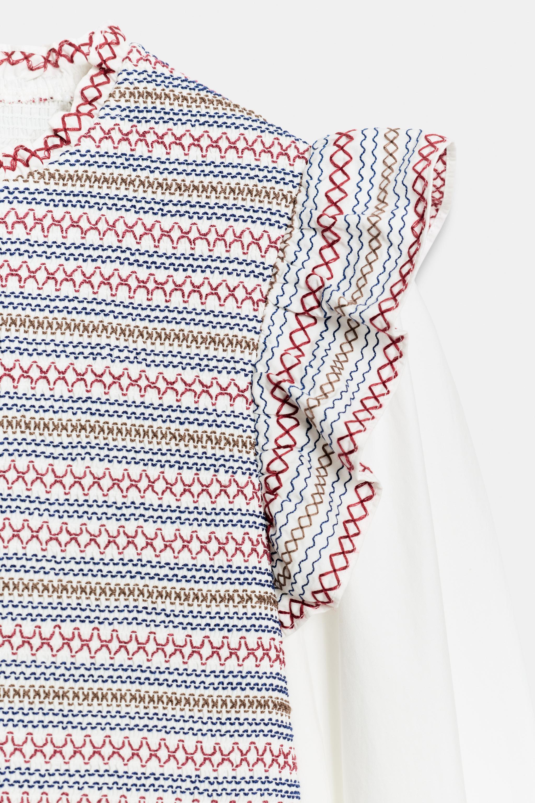 BLOUSE BRODÉE EN NID D’ABEILLE