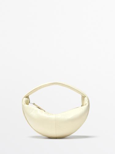 Zara Mini nappa leather half-moon bag - White