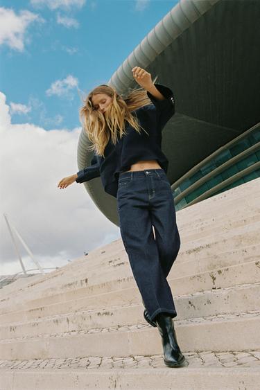 JEANS Z1975 STRAIGHT TIRO ALTO - Azul de Zara