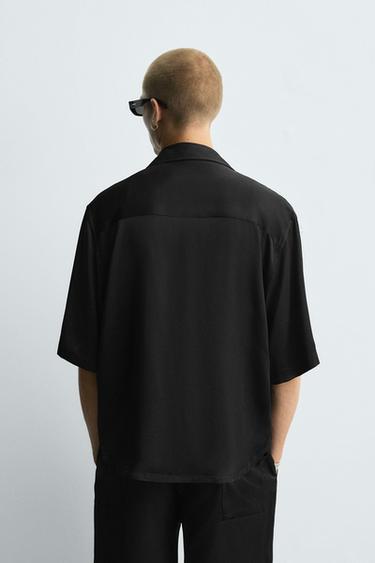 SATIN RELAXED FIT SHIRT - Black by Zara - Image 2