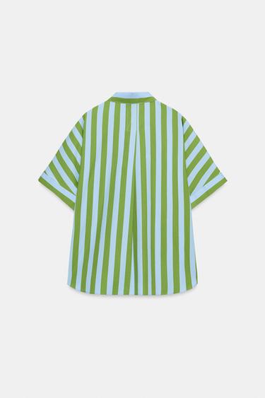 OVERSIZE STRIPED SHIRT - Green / Blue by Zara - Image 9