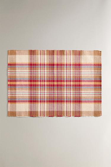 PACK OF CHECK COTTON PLACEMATS (PACK OF 2) - Dark orange by Zara