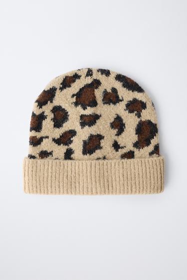 ANIMAL PRINT KNIT BEANIE - Brown by Zara - Image 3