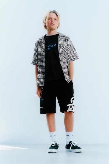 Zara GRAFFITI TEXT T-SHIRT - Black