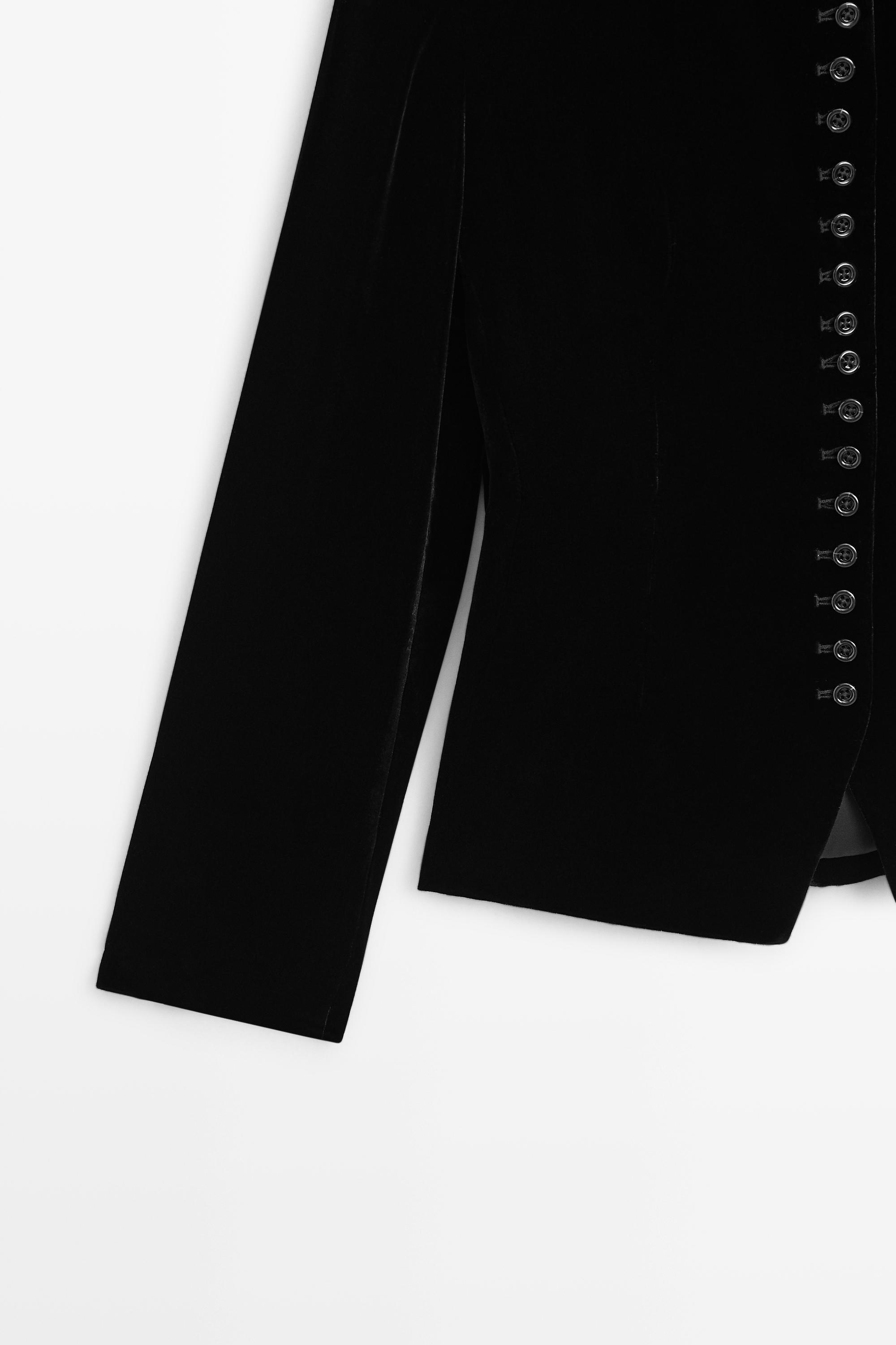 Velvet blazer with button detail
