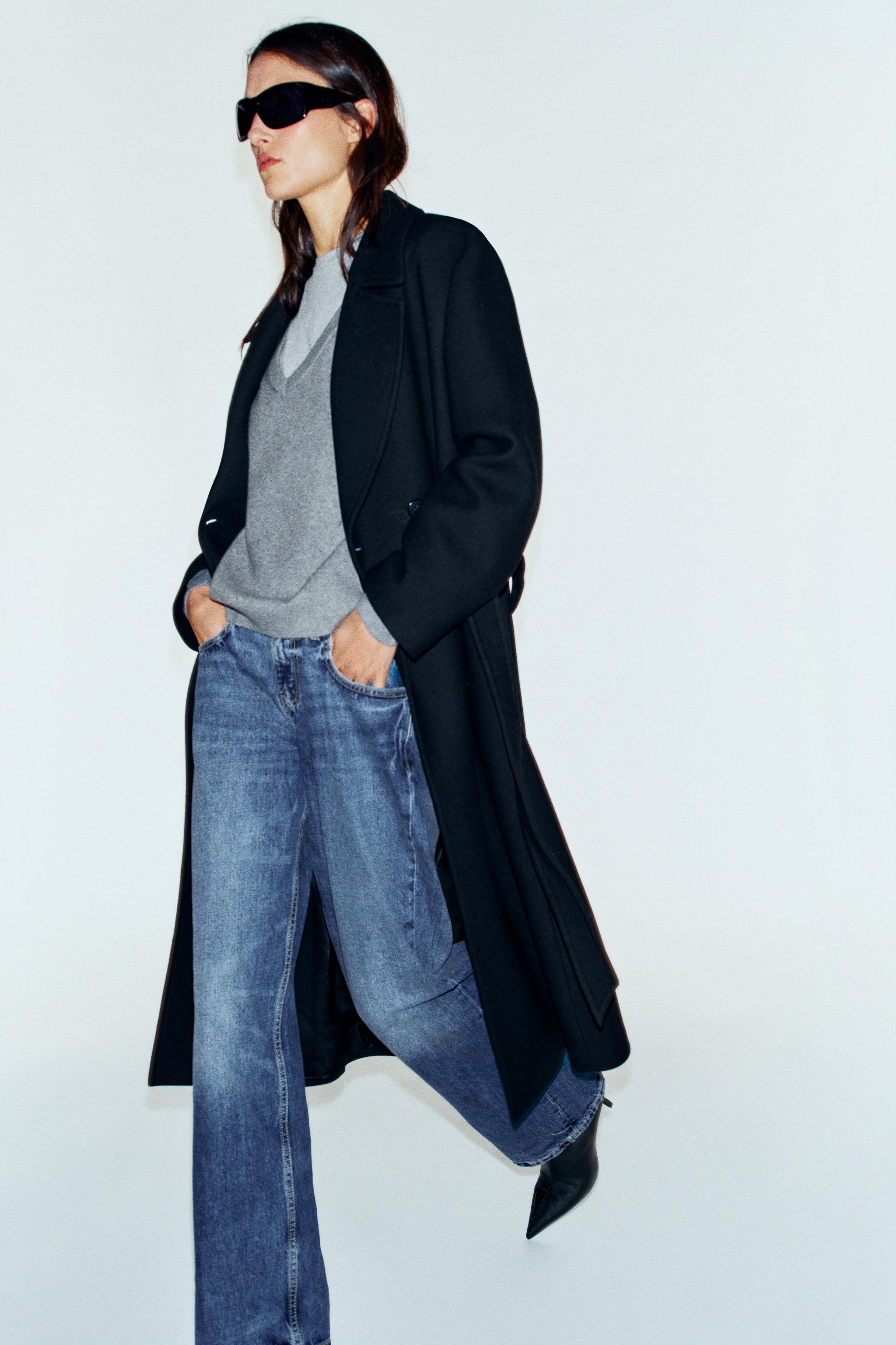 MANTEAU LONG AVEC LAINE ET CEINTURE