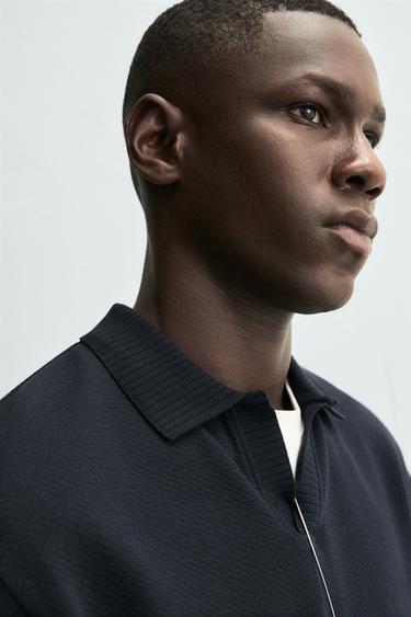 TEXTURED REGULAR FIT POLO SHIRT - Dark navy by Zara - Image 4