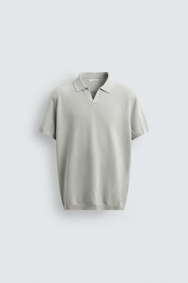 TEXTURED KNIT POLO SHIRT - Sea green by Zara