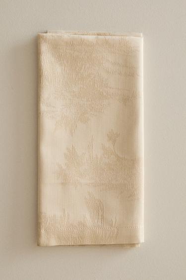 SET OF JACQUARD HORSE PRINT NAPKINS (SET OF 2) - Beige by Zara