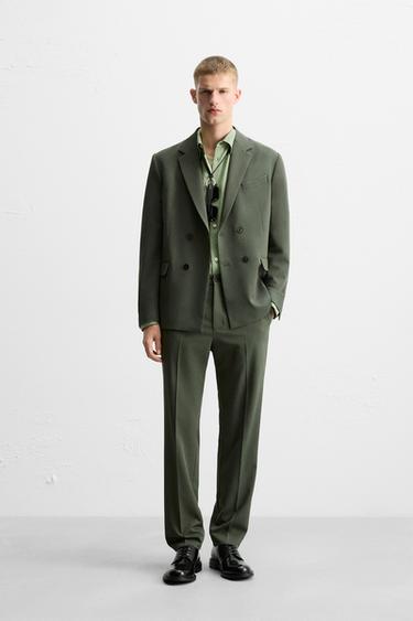 DOUBLE-BREASTED SUIT BLAZER - Green by Zara