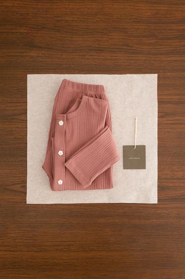 ZARA TIMELESS - PIJAMA LISO BOTONES CON ALGODÓN - Rosa de Zara