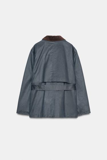 PARKA ENDUITE COL VELOURS - Bleu marine de Zara - Image 8