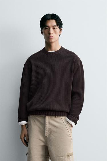 RELAXED FIT CHENILLE SWEATER - Chocolate by Zara