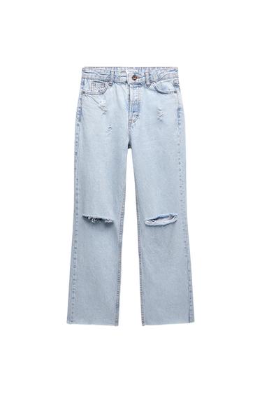 Z1975 STRAIGHT CROPPED RIPPED JEANS