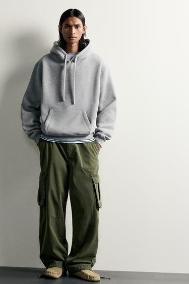Zara BASIC RELAXED FIT HOODIE - Gray marl