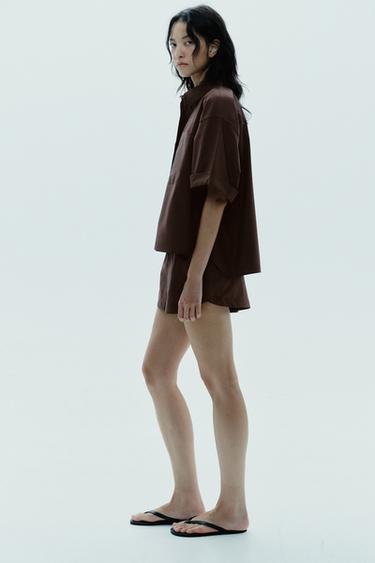POPLIN MINI SHORTS - Dark brown by Zara - Image 3