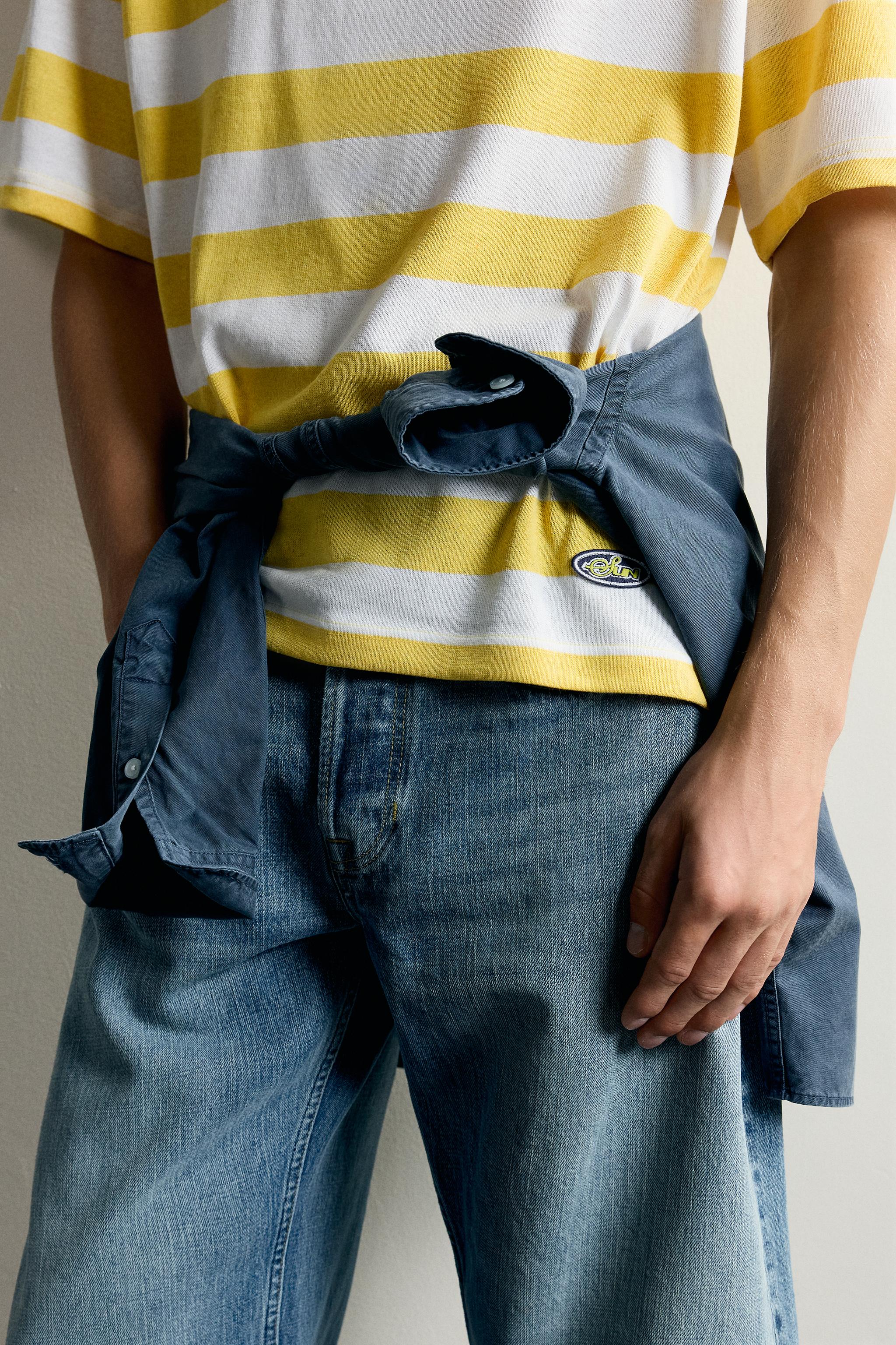 Zara RELAXED FIT ÇİZGİLİ YAZILI T-SHIRT görsel 6