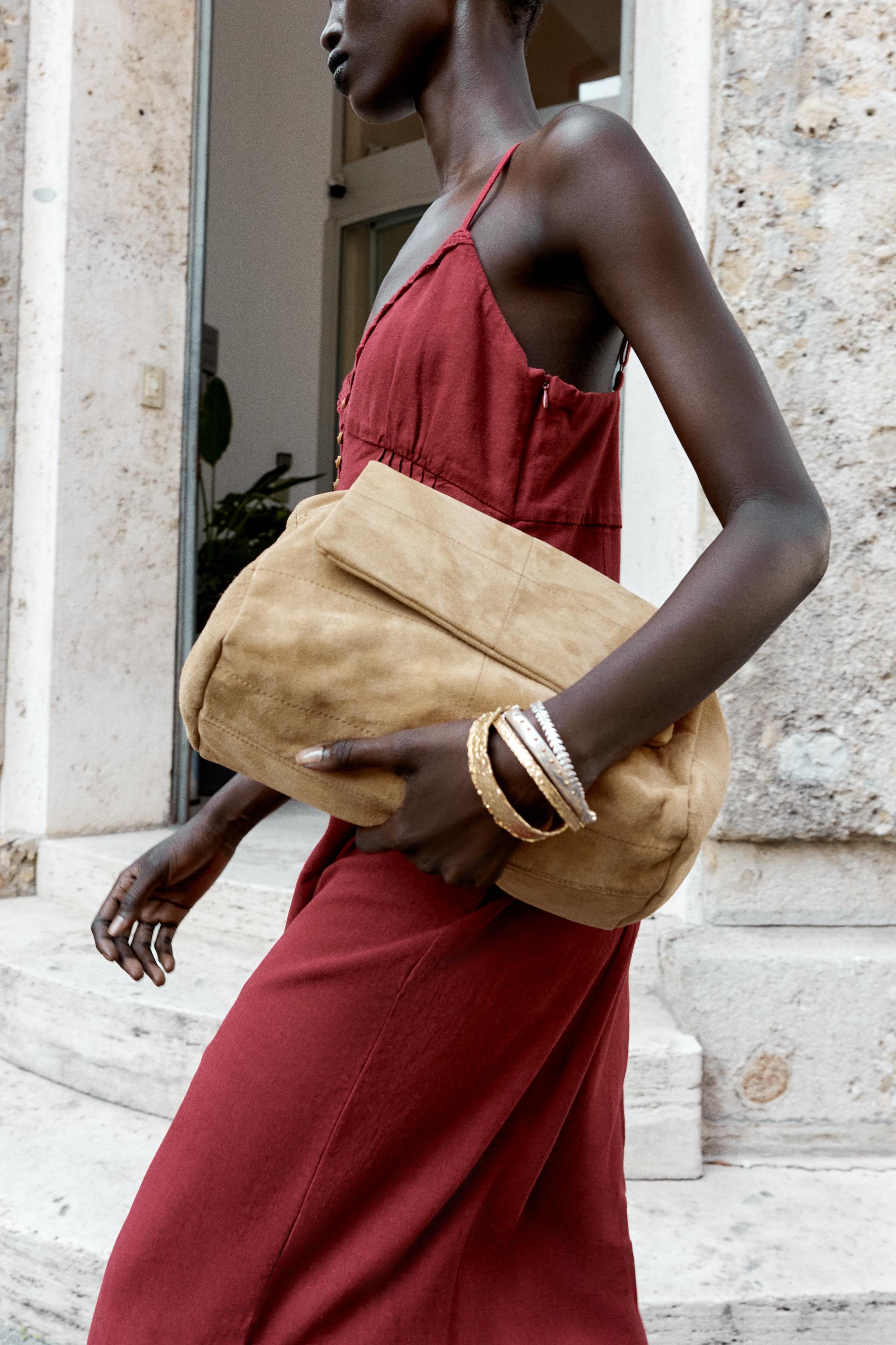 LEATHER SHOULDER BAG - SAND/BROWN | ZARA New Zealand