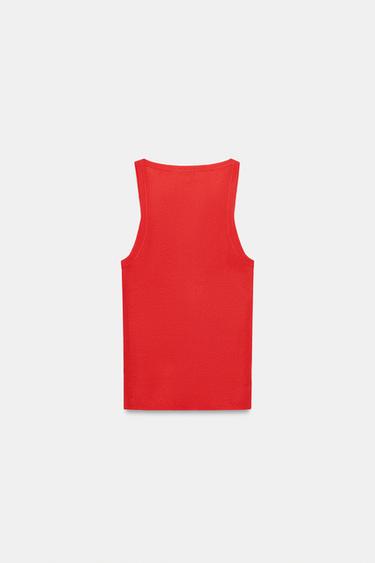 Zara FINE KNIT SLEEVELESS TOP - Red
