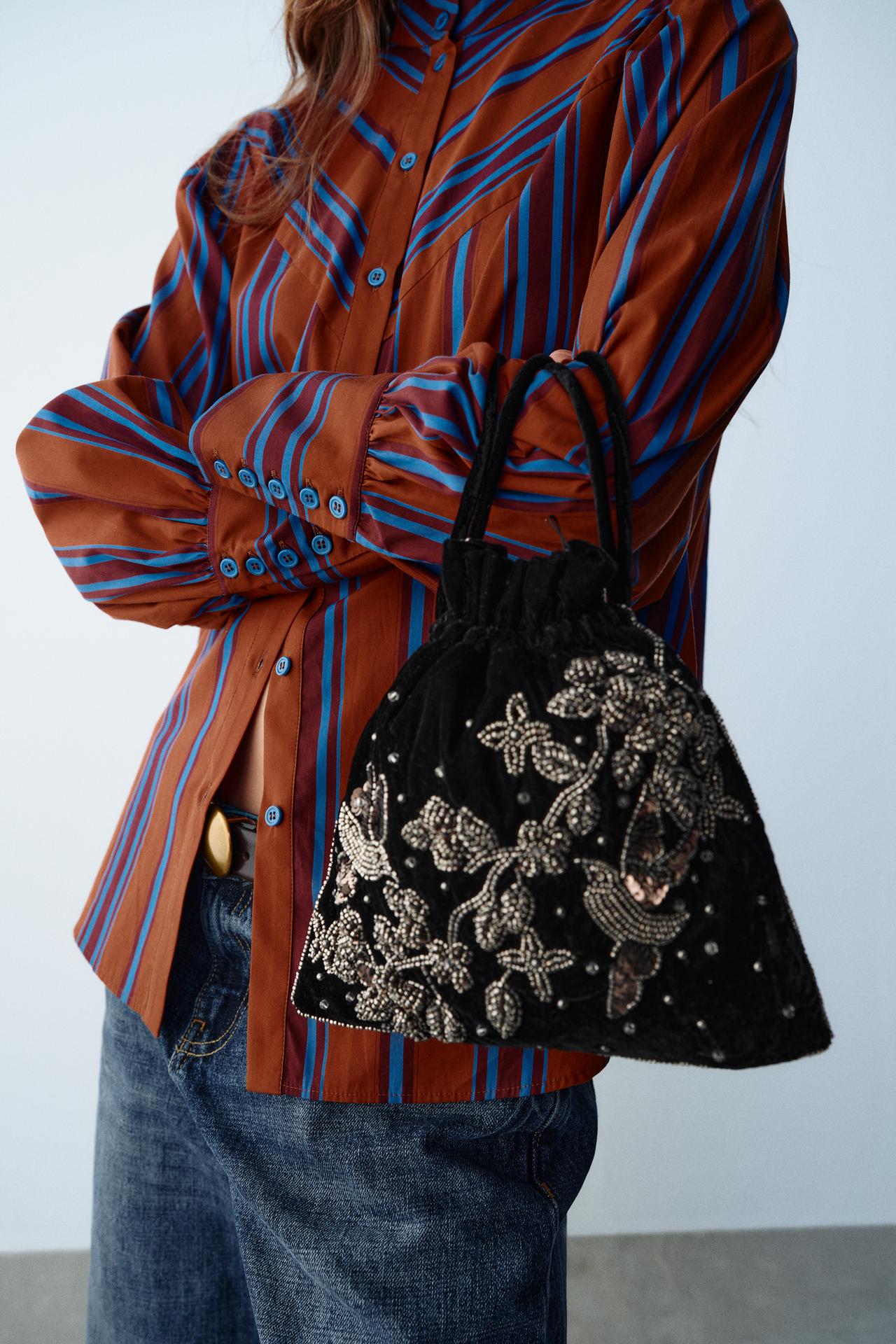 EMBROIDERED MINI BAG — Black