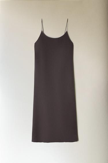 CHEMISE DE NUIT SOIE GRISE - Marron foncé de Zara - Image 5