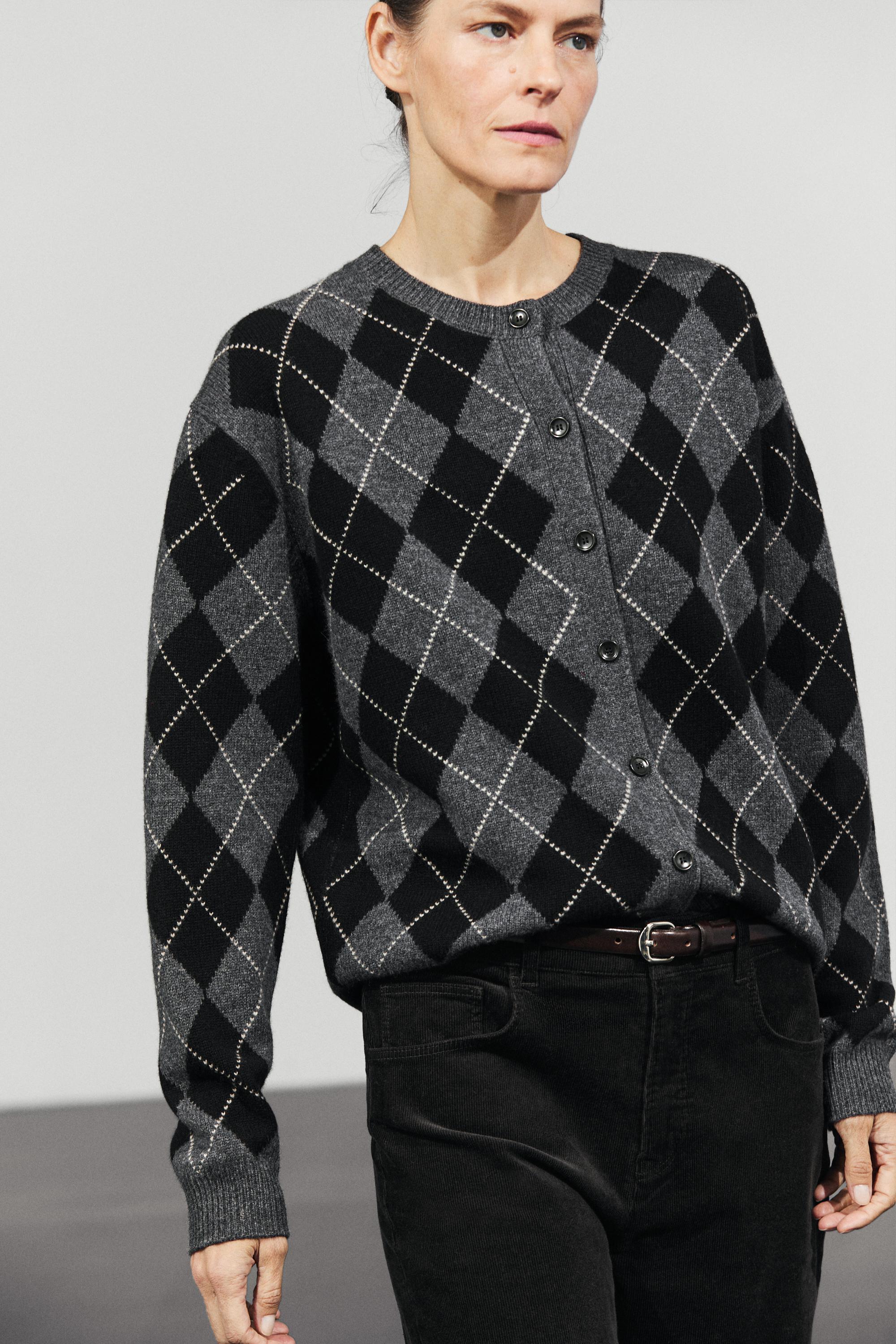 Cardigan en maille losanges 100 % laine