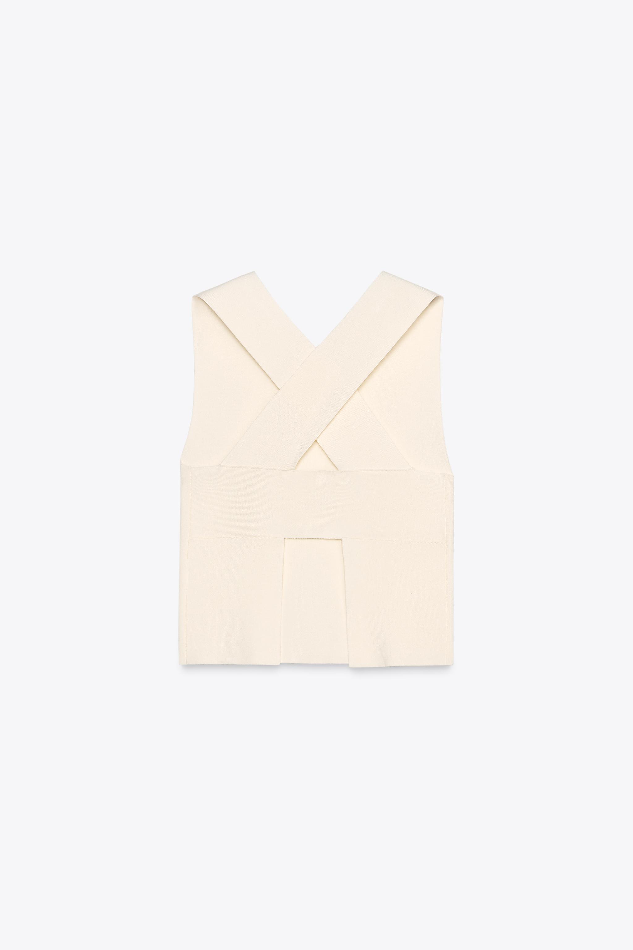 CUT OUT BACK KNIT TOP - Ecru | ZARA Canada