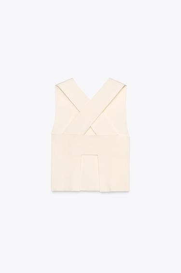 KNIT CUT-OUT BACK TOP - Ecru by Zara - Image 5