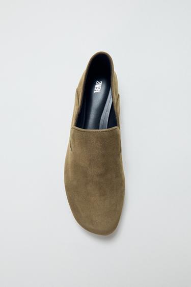 SUEDE HIGH VAMP LOAFERS - Dark Khaki Green by Zara