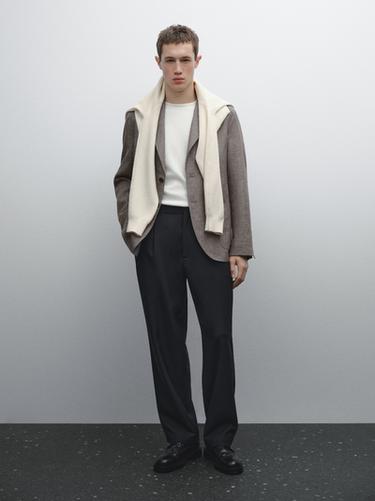 Zara Textured linen blend blazer - Beige - Image 0