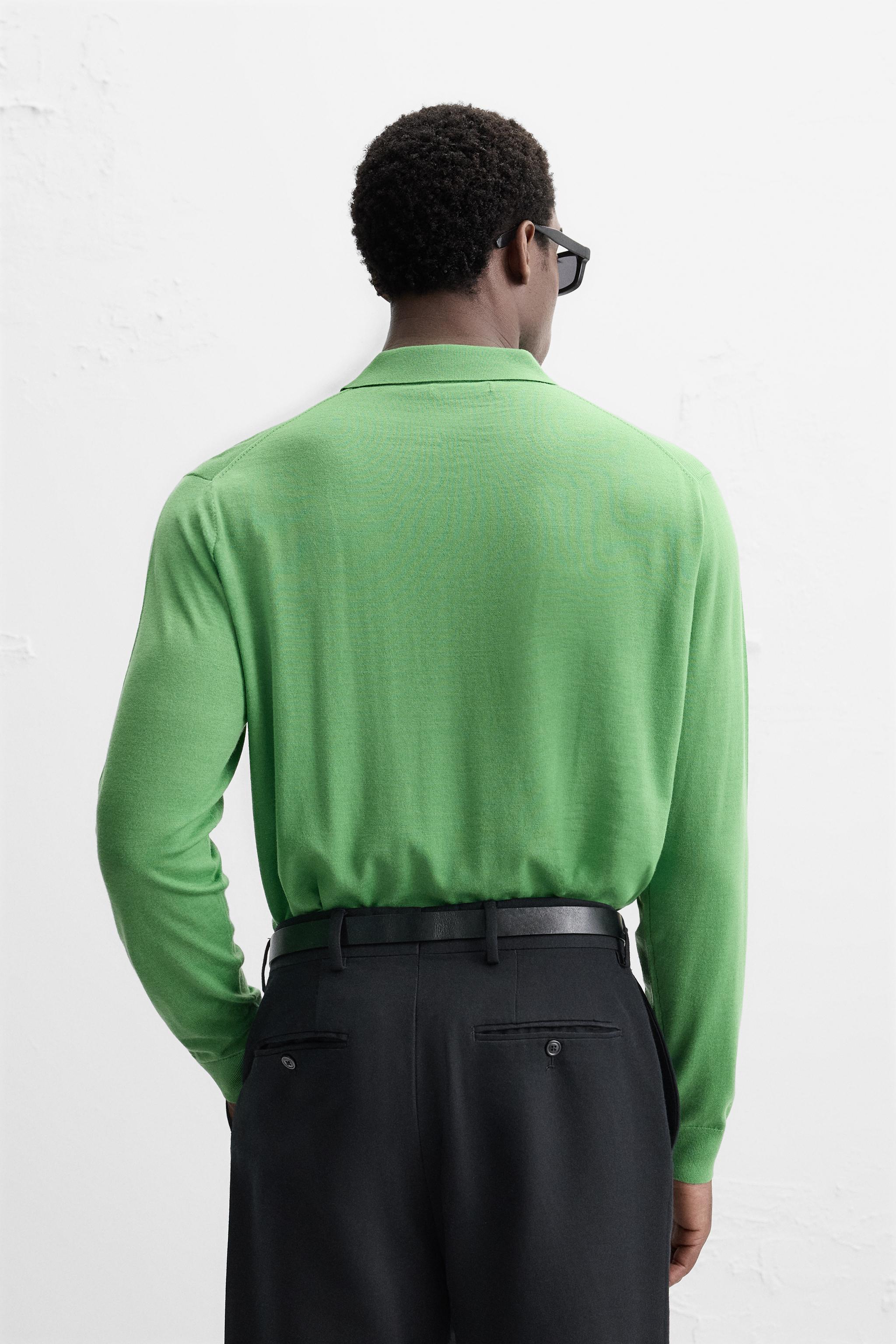 100% WOOL KNIT POLO SHIRT - Green | ZARA United States