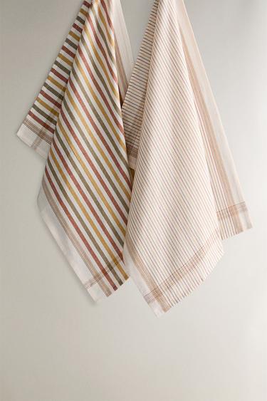 Zara DYED THREAD KITCHEN TOWEL (SET OF 2) - Greens