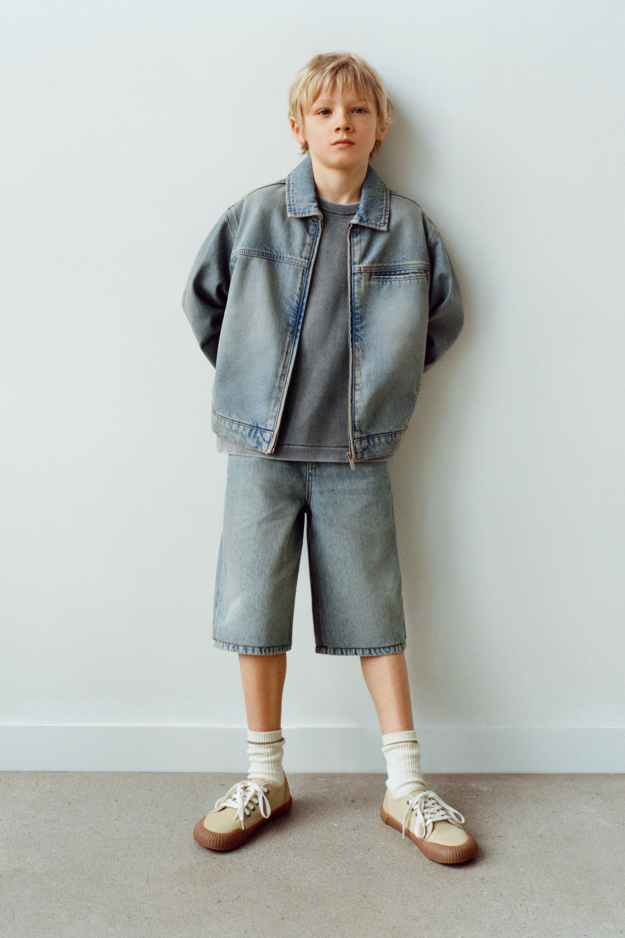 ダメージ加工デニムジャケット - ブルー/グリーン | ZARA Japan