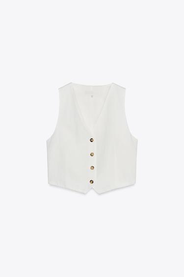 GILET AJOURÉ AU DOS - Écru de Zara