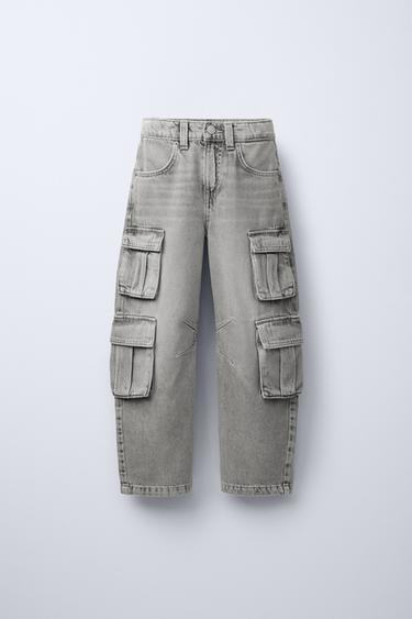 Zara MULTI-POCKET CARGO JEANS - Mid-gray
