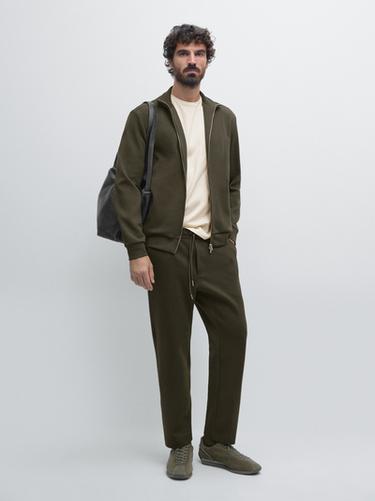 Zara Jogger trousers with elasticated waistband - Khaki - Image 0
