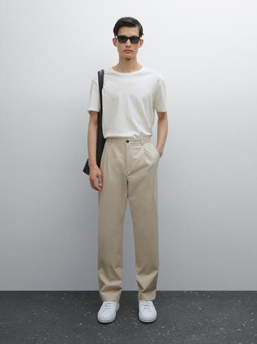Zara 100% mercerised cotton T-shirt - Ecru