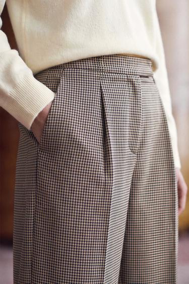 WIDE-LEG PLEATED PANTS — Mid-camel 2