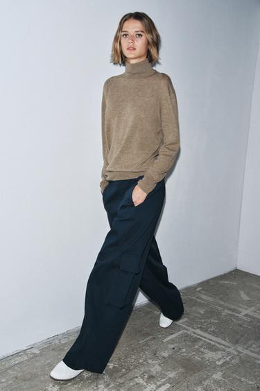Zara ZW COLLECTION CARGO PANTS - Navy blue